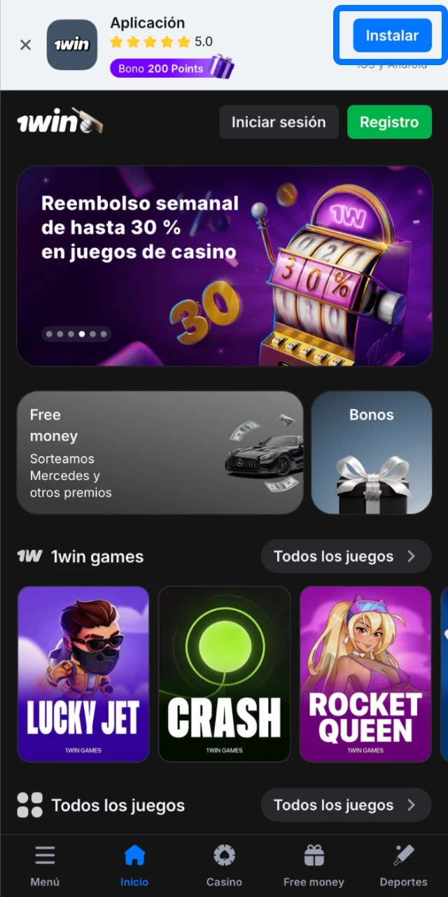 Tocá el botón de descarga en este sitio para iniciar la descarga del APK de 1win.
