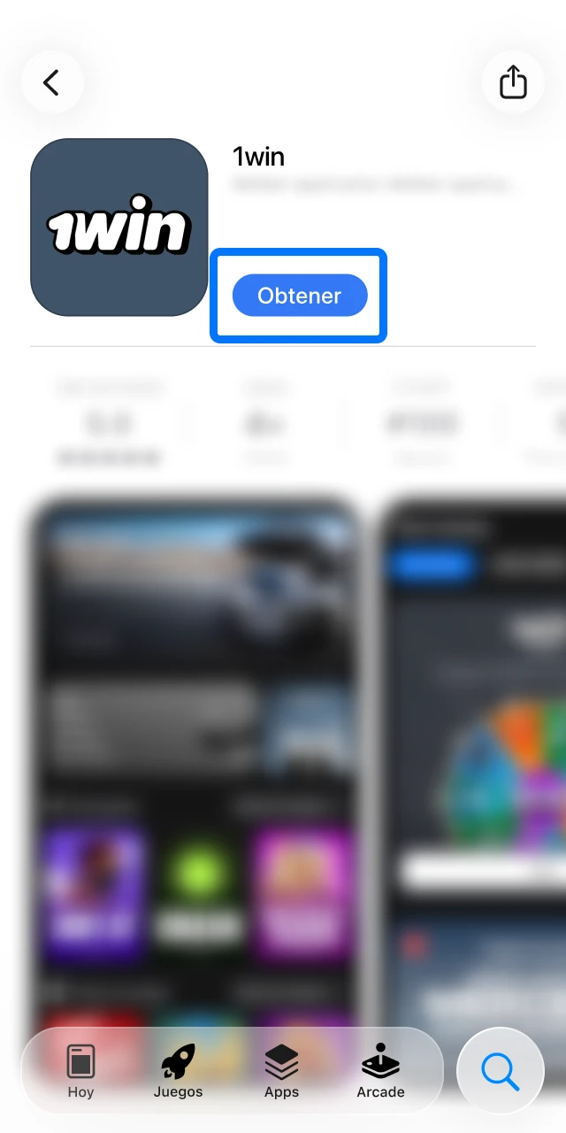 Aceptá el aviso del sistema para autorizar la instalación de la app de 1win en tu iPhone.