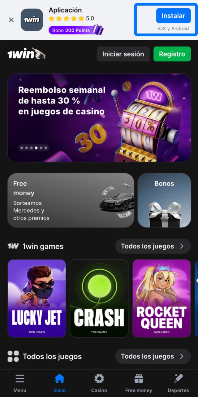 Tocá el botón de descarga en este sitio para iniciar la descarga de la app 1win para iOS.