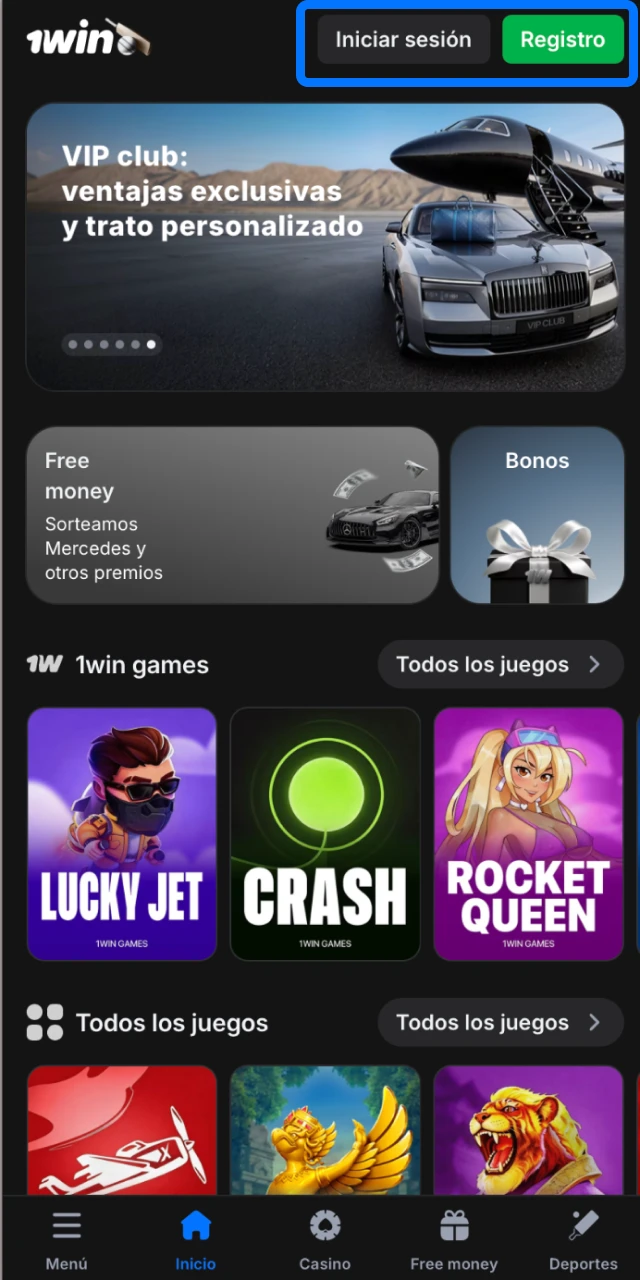 Iniciá sesión o registrate en la app de 1win para depositar y apostar desde México.