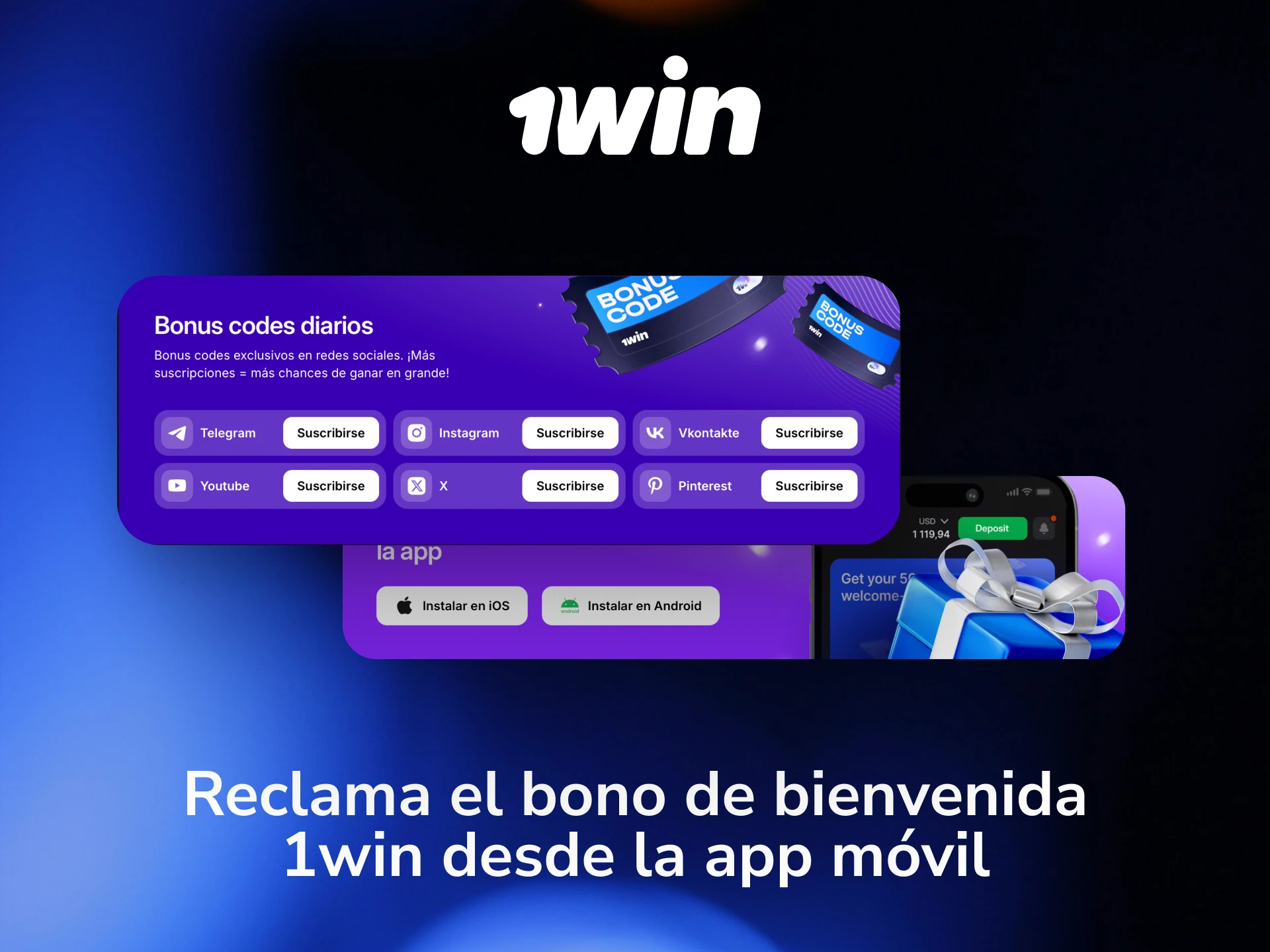 Reclamá el bono de bienvenida de 1win directamente desde la aplicación móvil en México.
