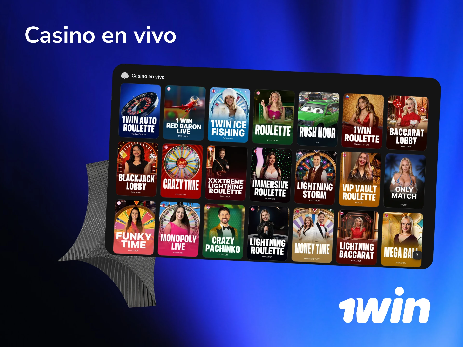 Jugá en el casino en vivo de 1win con crupieres reales en ruleta, blackjack y baccarat.