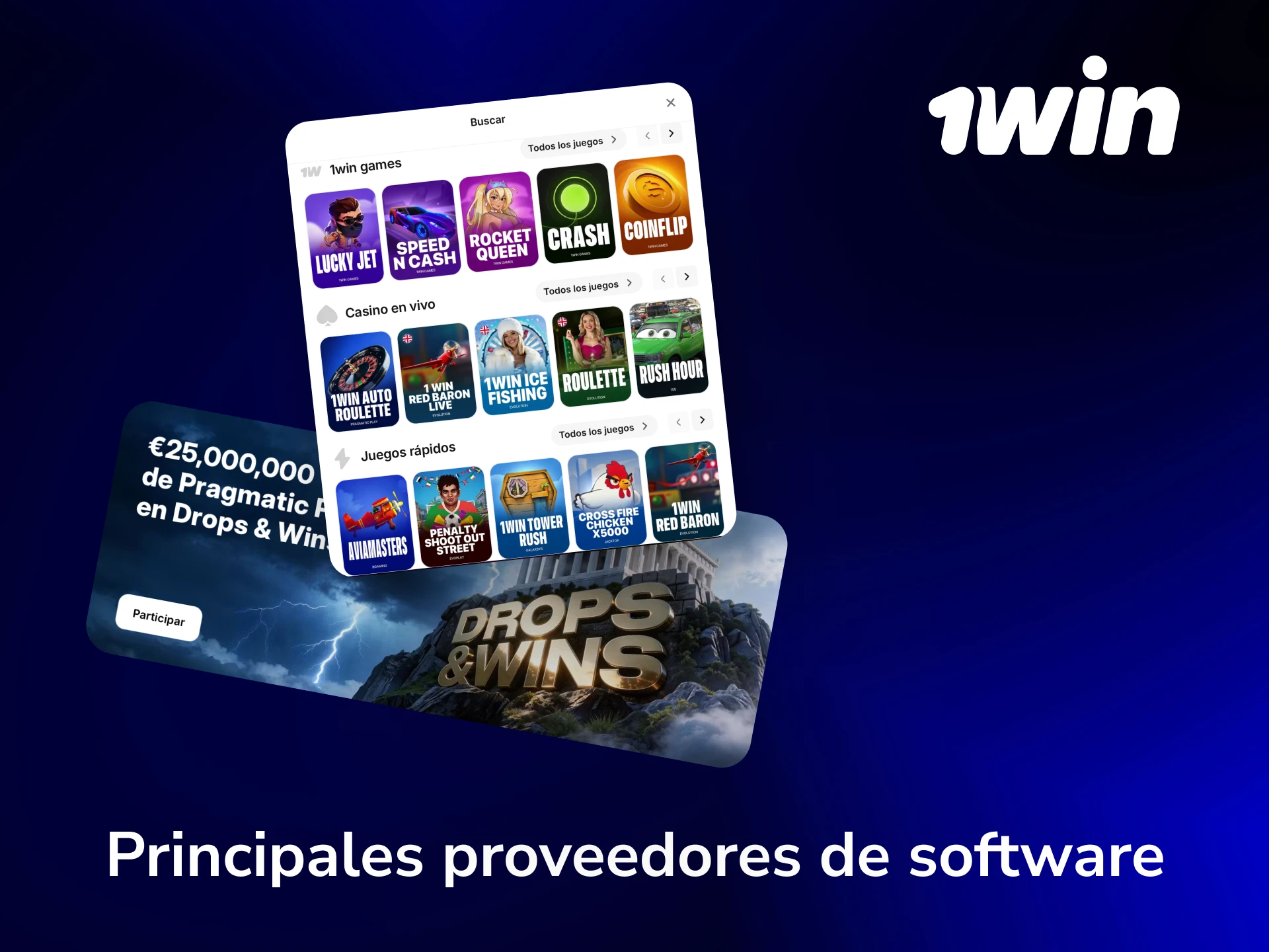 Conocé los principales proveedores de software del casino de 1win como Pragmatic Play y Evolution.