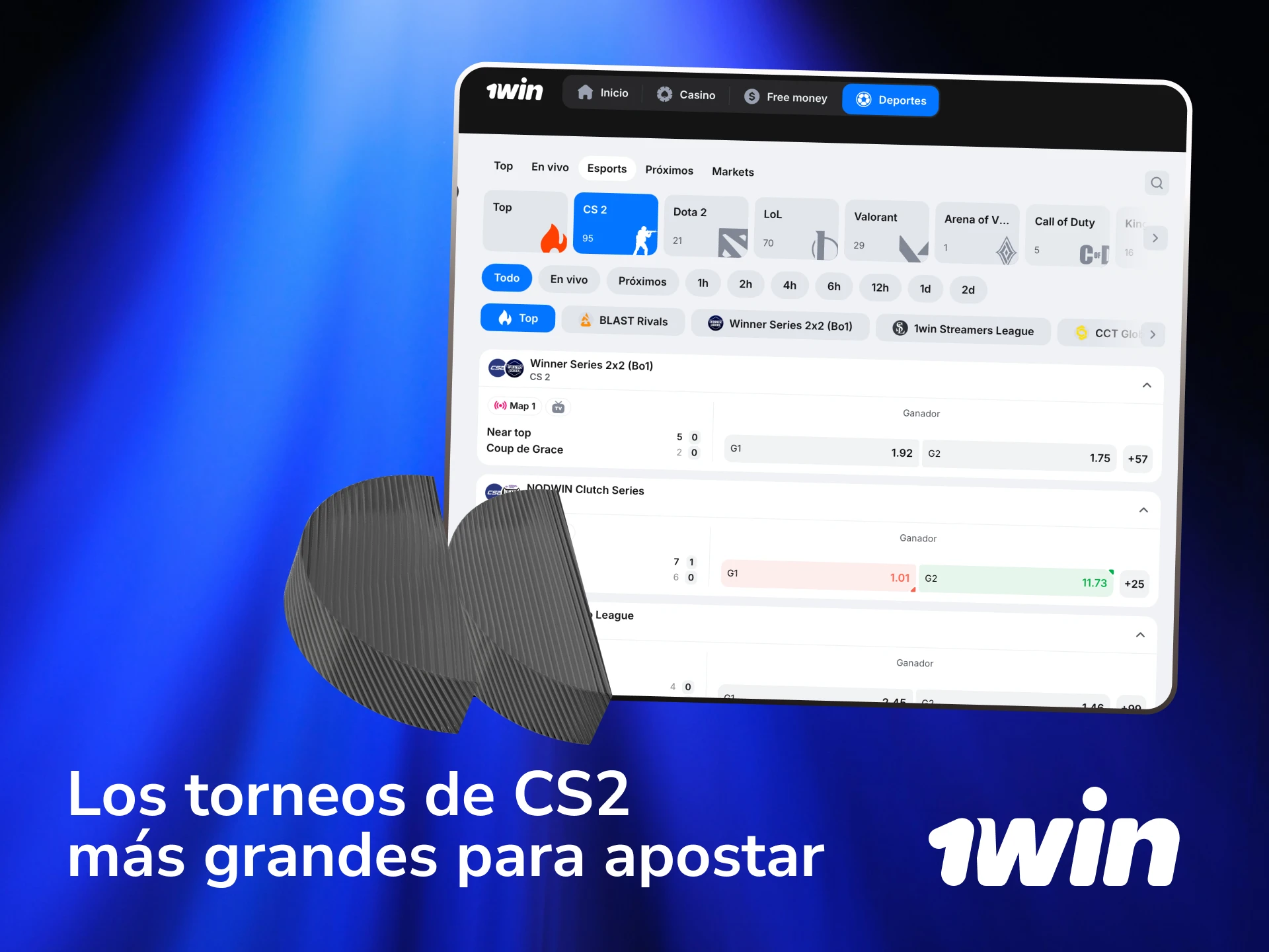 Apostá en los torneos más grandes de CS2 como Major Championships y ESL Pro League en 1win.