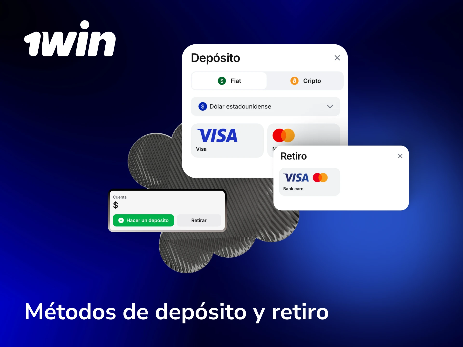 Métodos de depósito y retiro disponibles en 1win para apostar en eSports desde México.