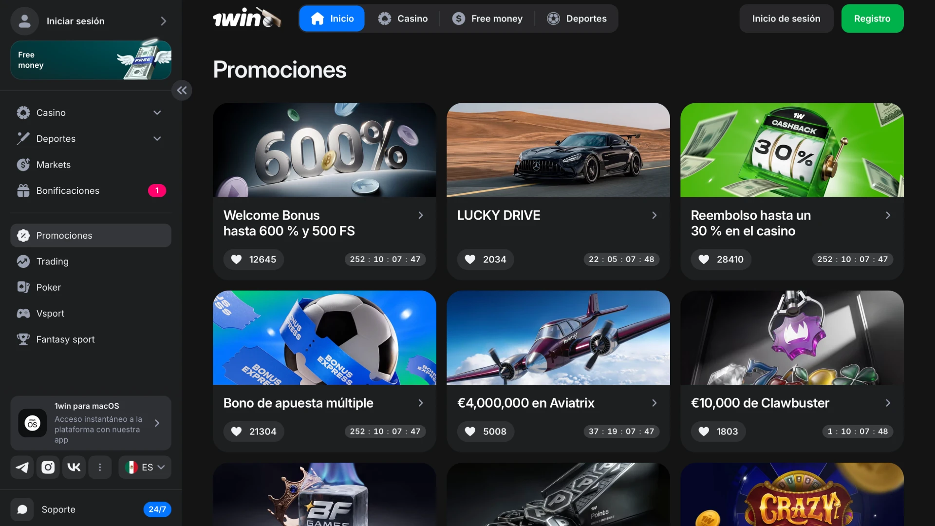 Seleccioná el bono de bienvenida, cashback o giros gratis según tu objetivo en 1win.